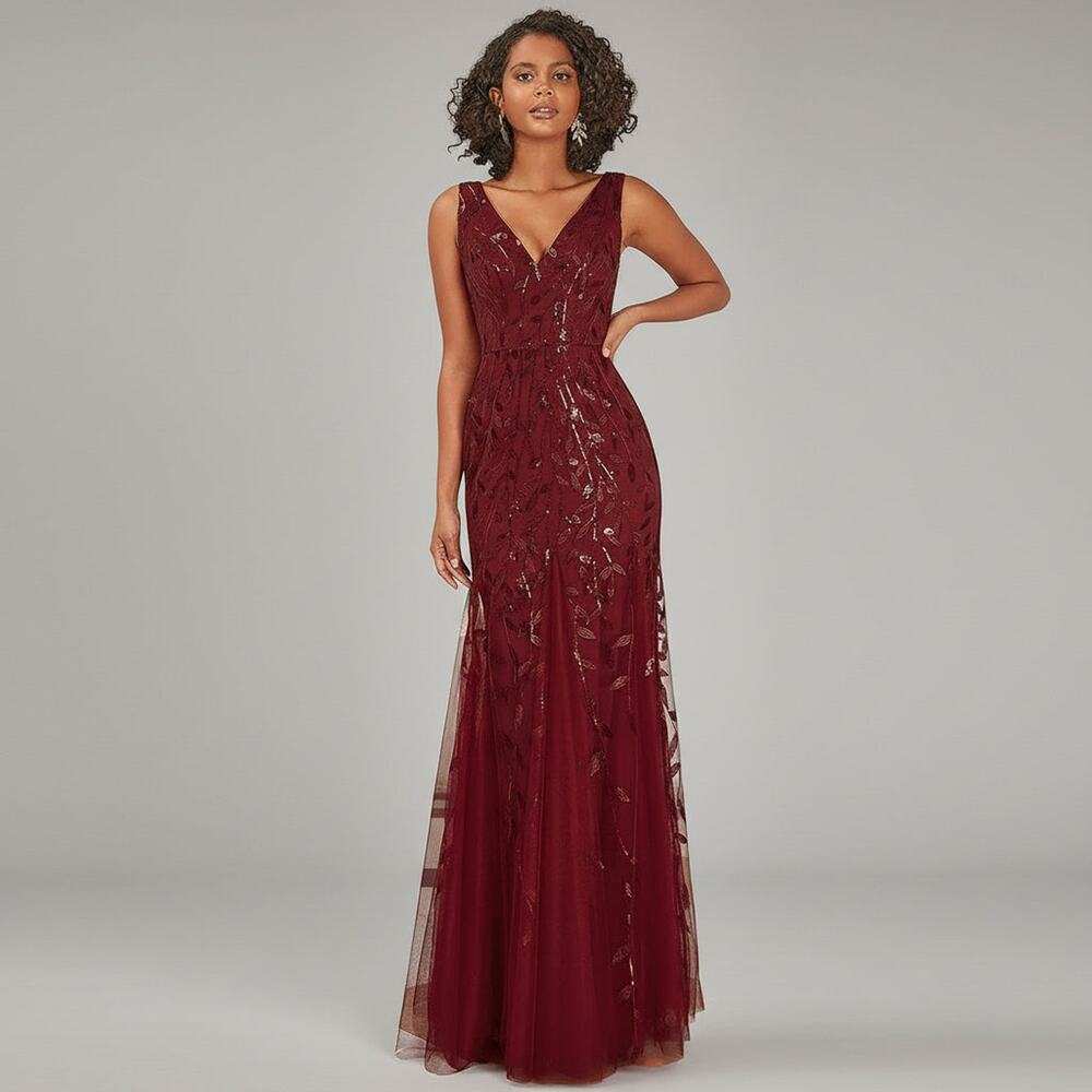 Amelia Couture red sequin dress, size 8, NEW WITH TAGS!